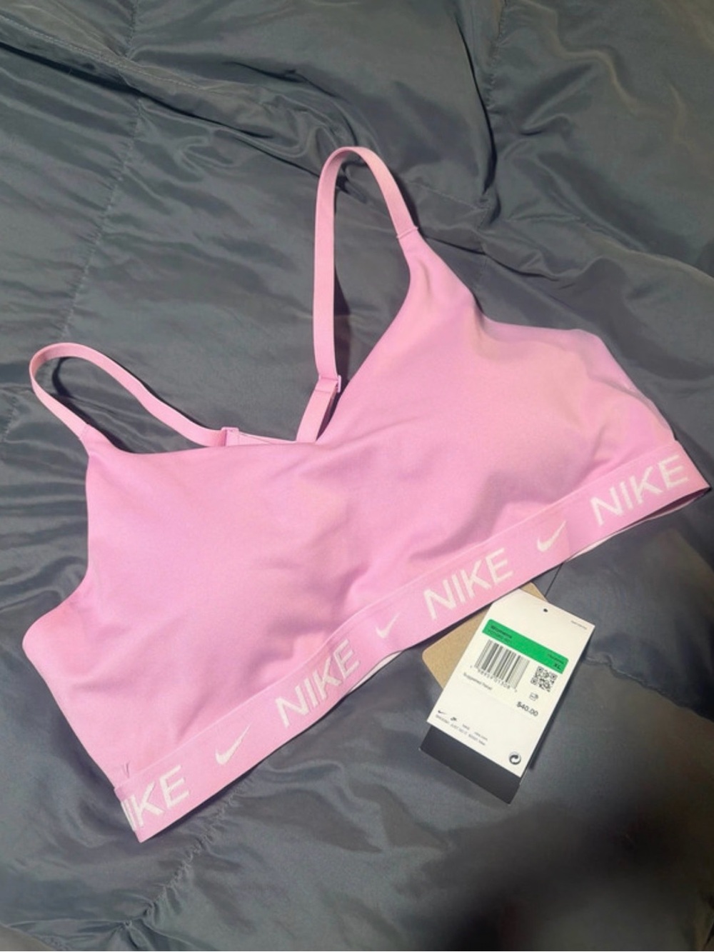 Nike Light Pink Sports Bralette with Logo Band